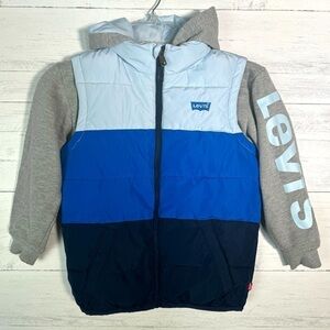 Levi’s Puffer Vest Gray Hoodie Jacket 2 in 1 Boys 5-6
